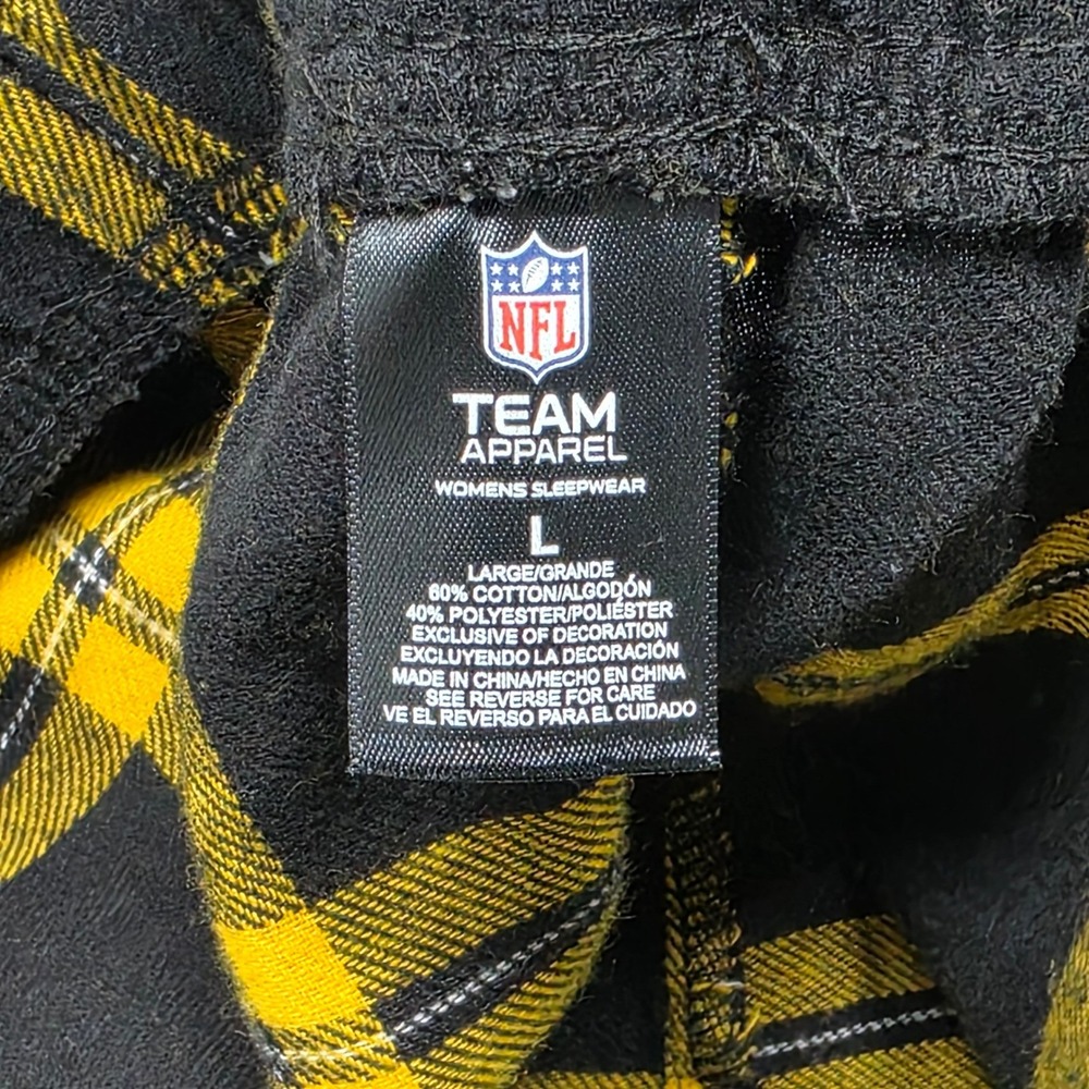 NFL Team Apparel Pittsburgh Steelers Plaid Pajama Pants Women's Large Black - Picture 4 of 10